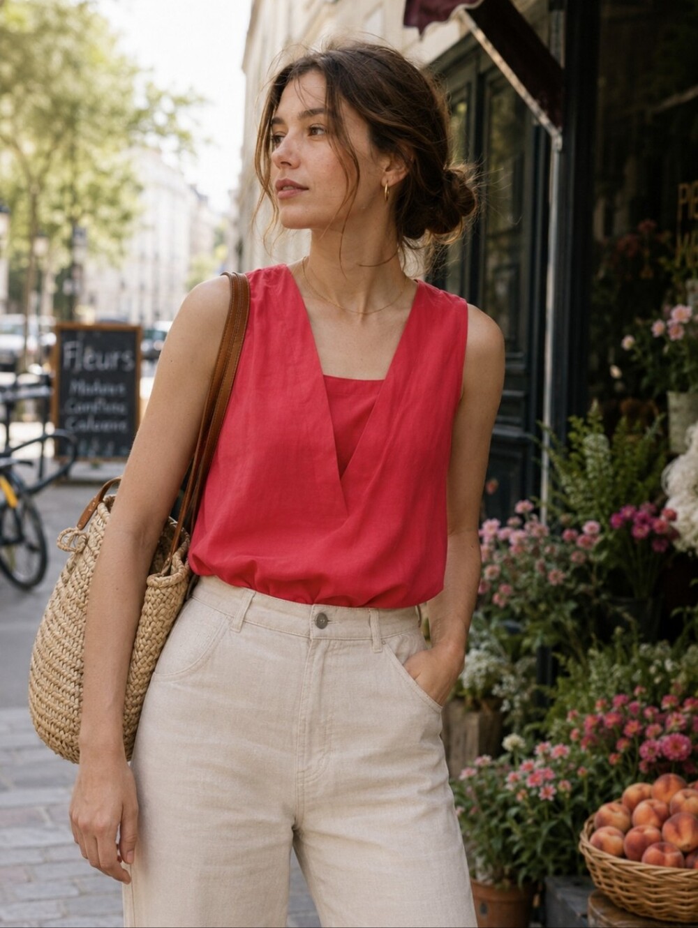 Comptoir des Cotonniers red 100% silk sleeveless top XS/S French designer/Paris